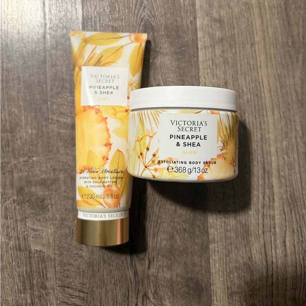 Victoria's Secret Pineapple & Shea Body Care Set:EXFOLIATING BODY SCRUB & LOTION